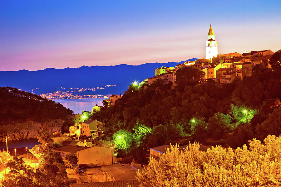 Town of Vrbnik on Krk island evening view #1 Photograph by Brch Photography