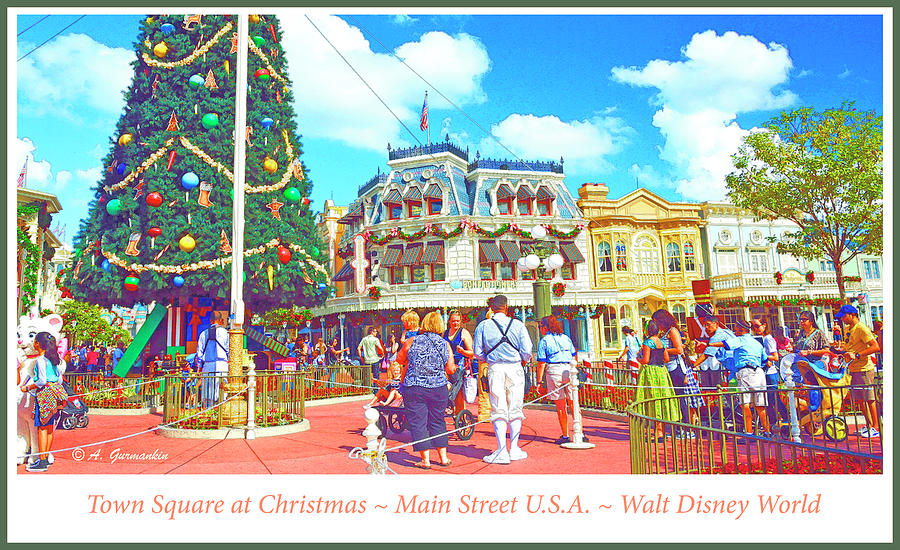 Town Square at Christmas Magic Kingdom Walt Disney World #1 Photograph by A Macarthur Gurmankin