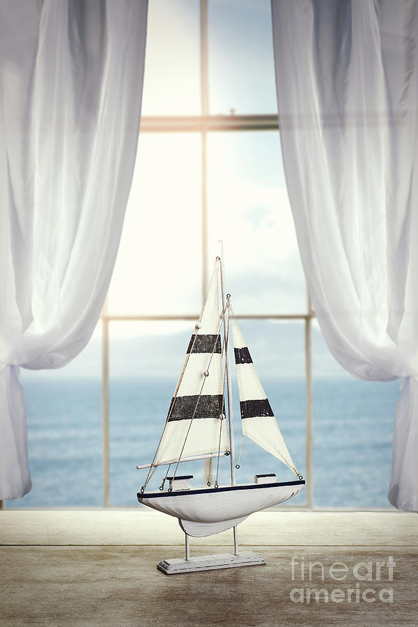 Summer Photograph - Toy Boat In Window #1 by Amanda Elwell