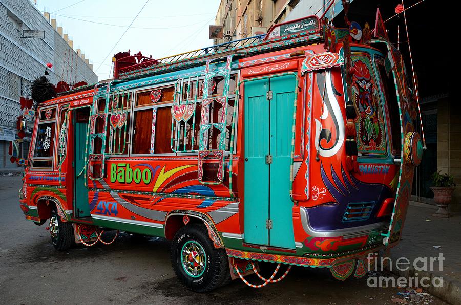 Traditionally decorated Pakistani bus art Karachi Pakistan #2 Photograph by Imran Ahmed