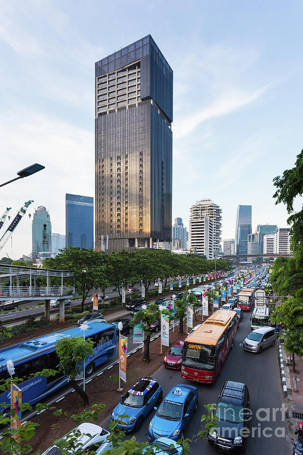 Traffic jam in Jakarta business district, Indonesia capital city #1 Photograph by Didier Marti