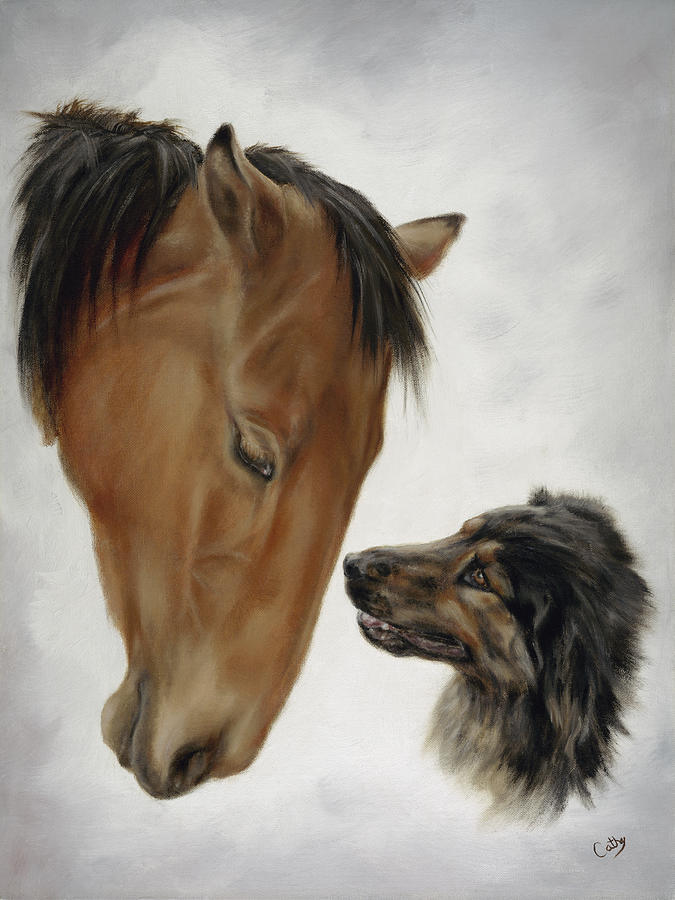 Animal Painting - Trail Mates #1 by Cathy Cleveland