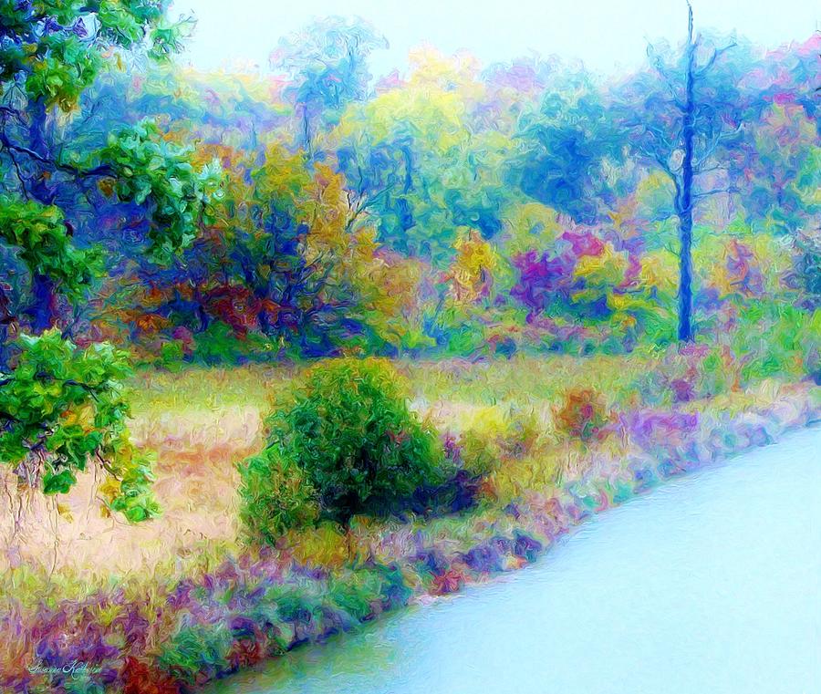 Trees And Lake In Fall #2 Painting by Susanna Katherine