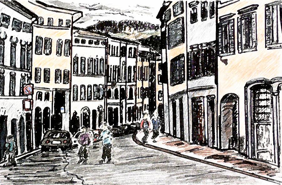 Trento Italy #1 Painting by Monica Engeler