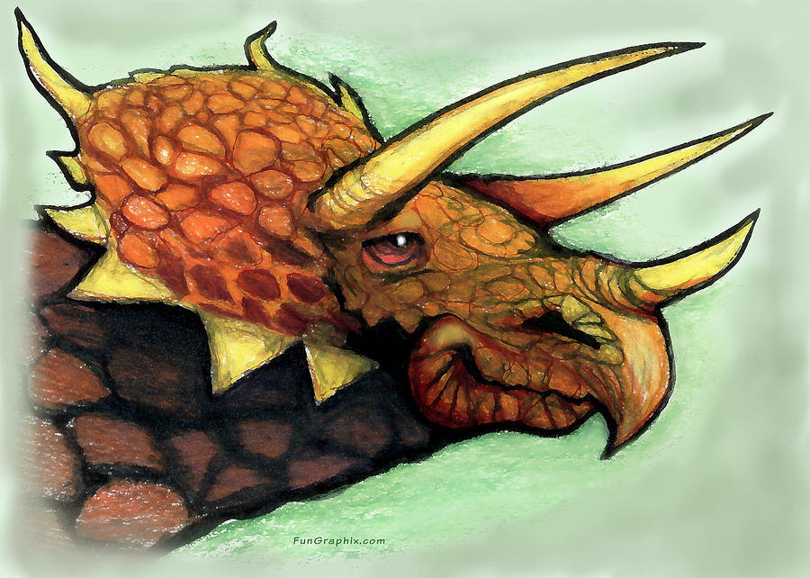Dinosaur Painting - Triceratops #1 by Kevin Middleton