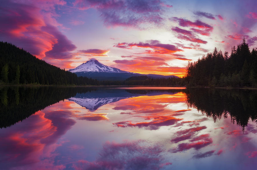 Lake Photograph - Trillium Lake Sunrise #1 by Darren White