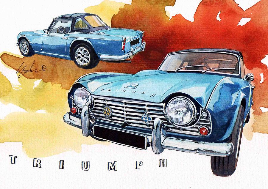 Triumph Painting - Triumph TR4 #1 by Yoshiharu Miyakawa