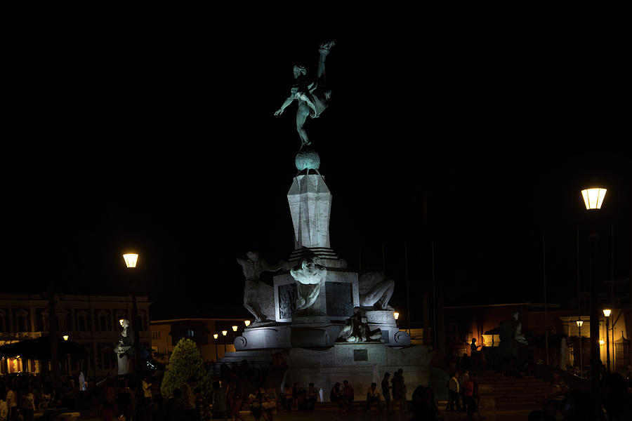 Trjillo Plaza de Armas at night #1 Digital Art by Carol Ailles
