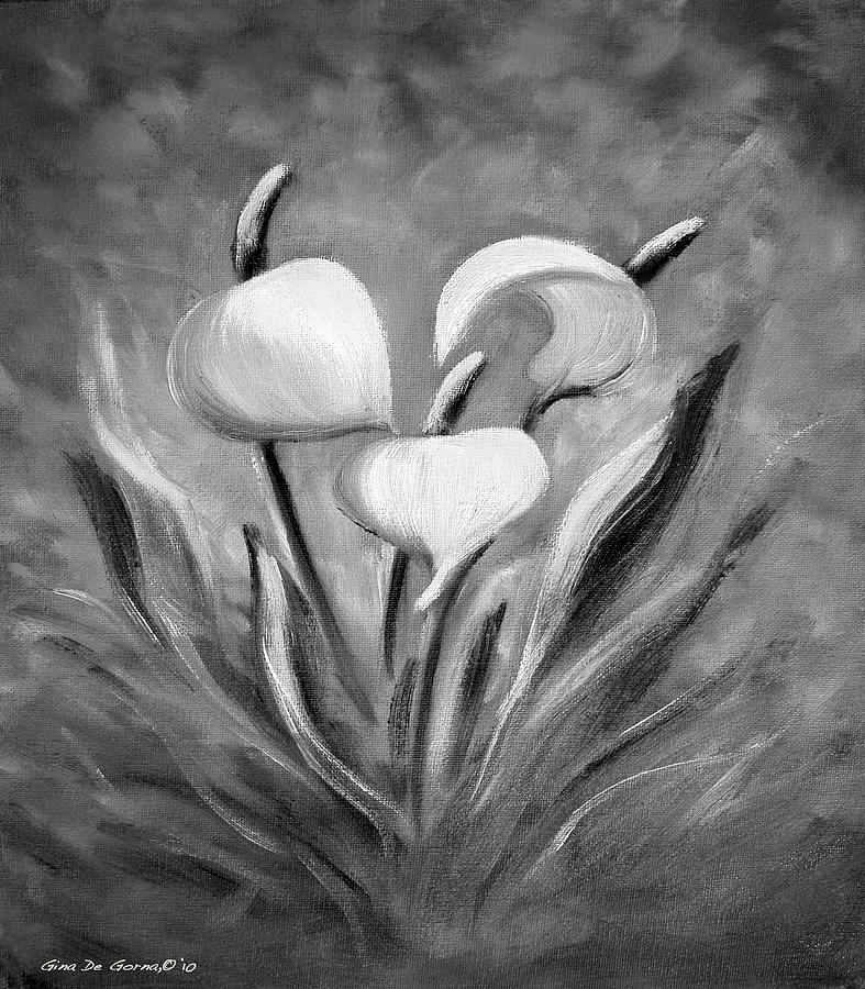 Tropical Flowers in Black and White #1 Painting by Gina De Gorna