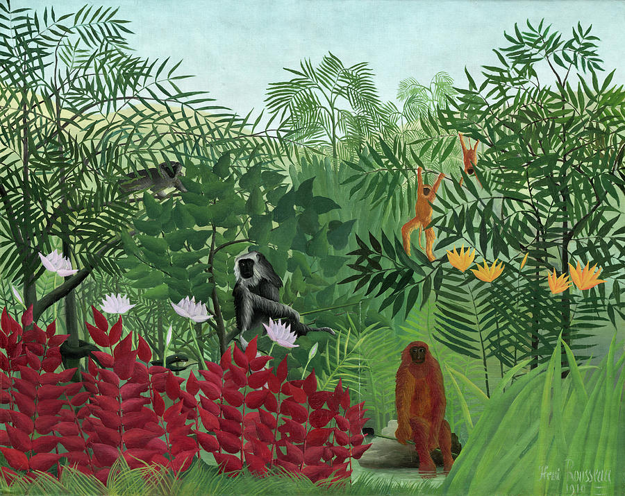 Tropical Forest with Monkeys #1 Painting by Henri Rousseau