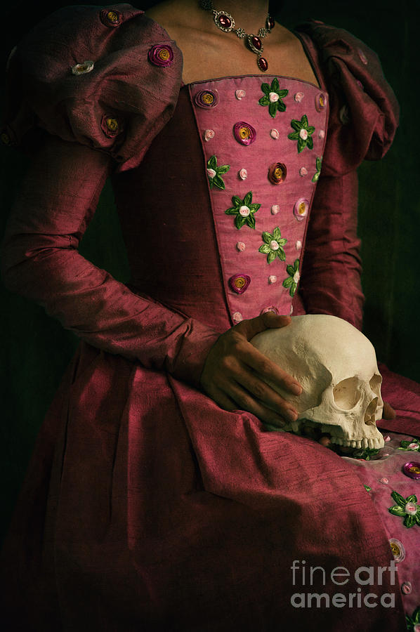 Tudor Woman Holding A Human Skull #1 Photograph by Lee Avison