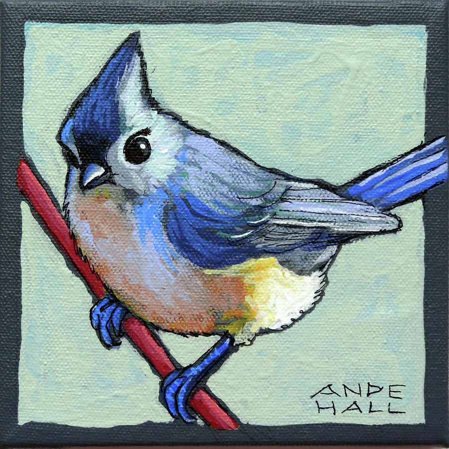 Tufted Titmouse Two #1 Painting by Ande Hall
