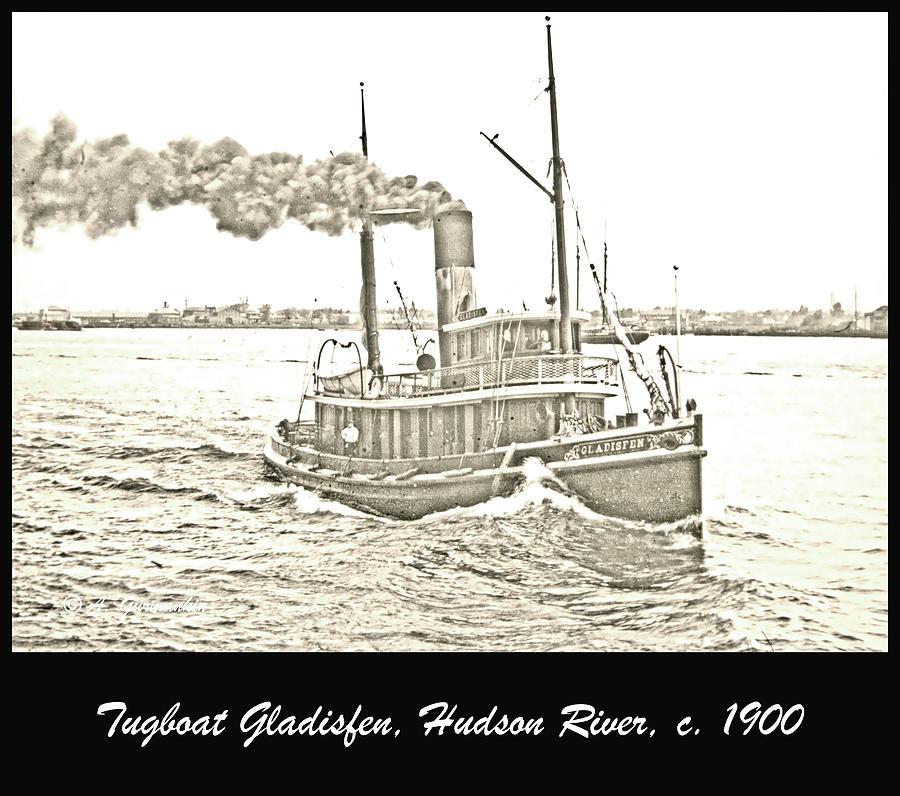 Tugboat Gladisfen, Hudson River, c. 1900, Vintage Photograph #1 Photograph by A Macarthur Gurmankin