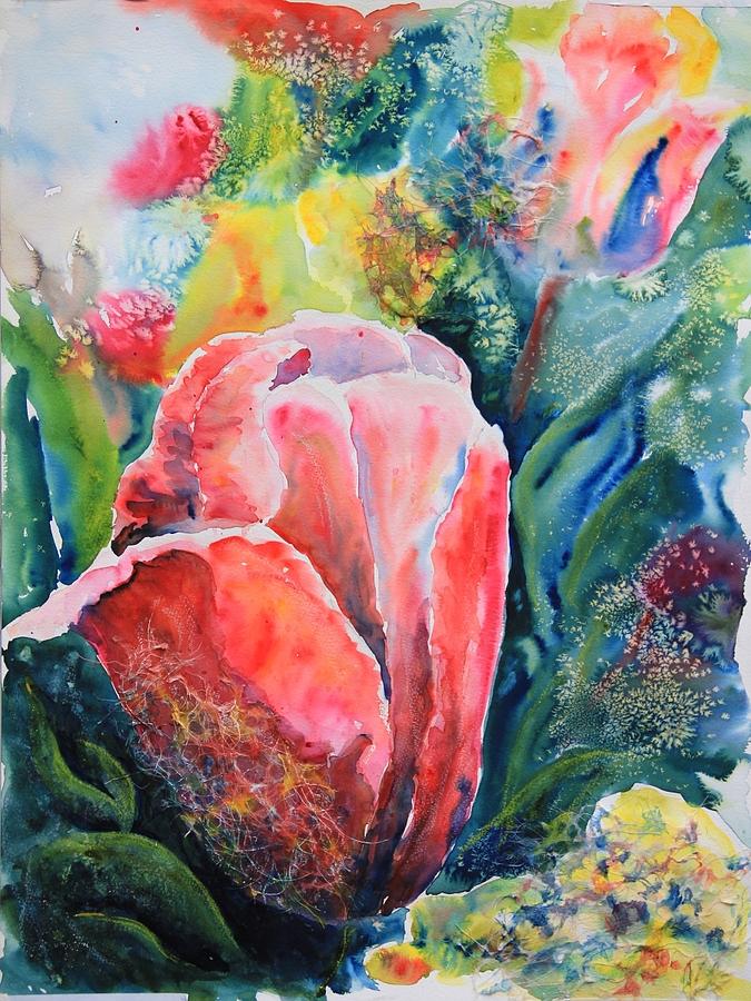 Abstract Painting - Tulip Splendor #1 by Corynne Hilbert