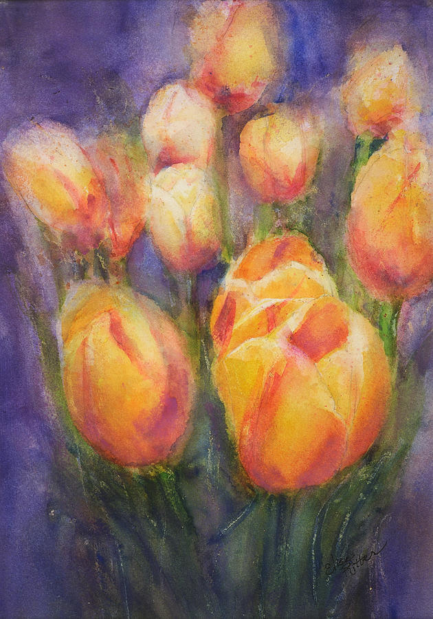 Tulips in the Breeze  Painting by Elise Ritter