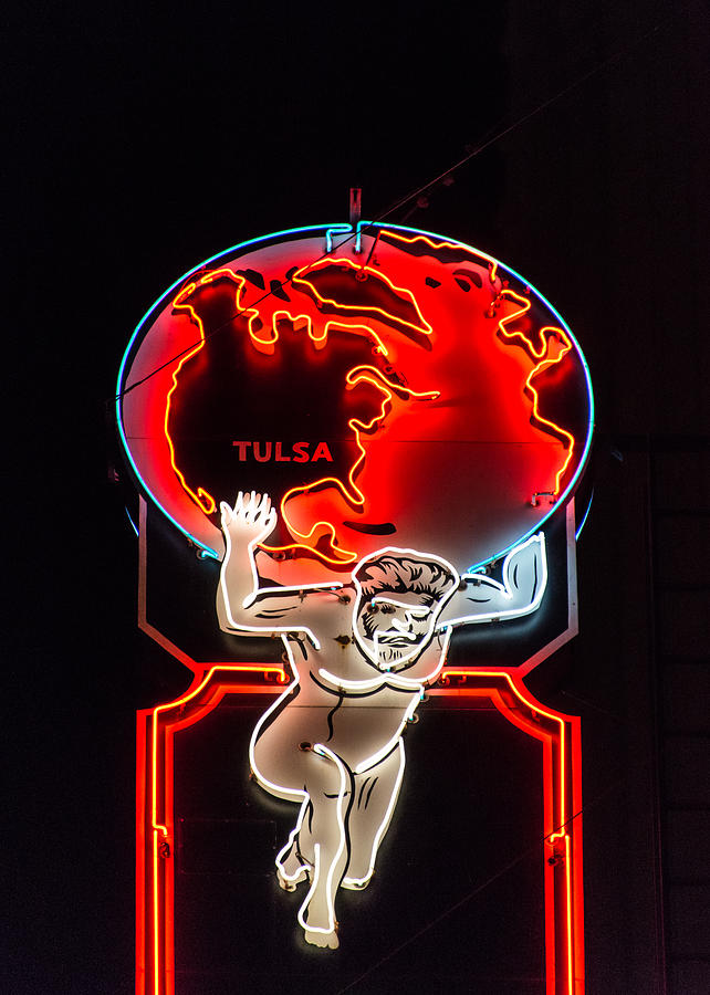 Tulsa Atlas Building Neon Sign #2 Photograph by Bert Peake