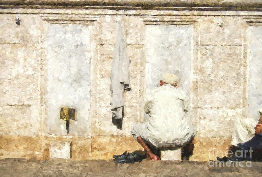 Turkish man washing feet near mosque Digital Art by Patricia Hofmeester