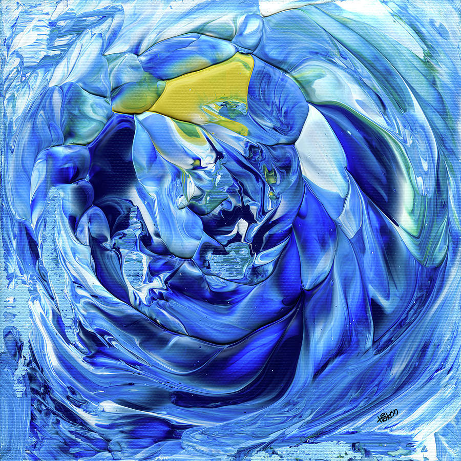 Abstract Painting - Turquoise Swirl by Hakon Soreide
