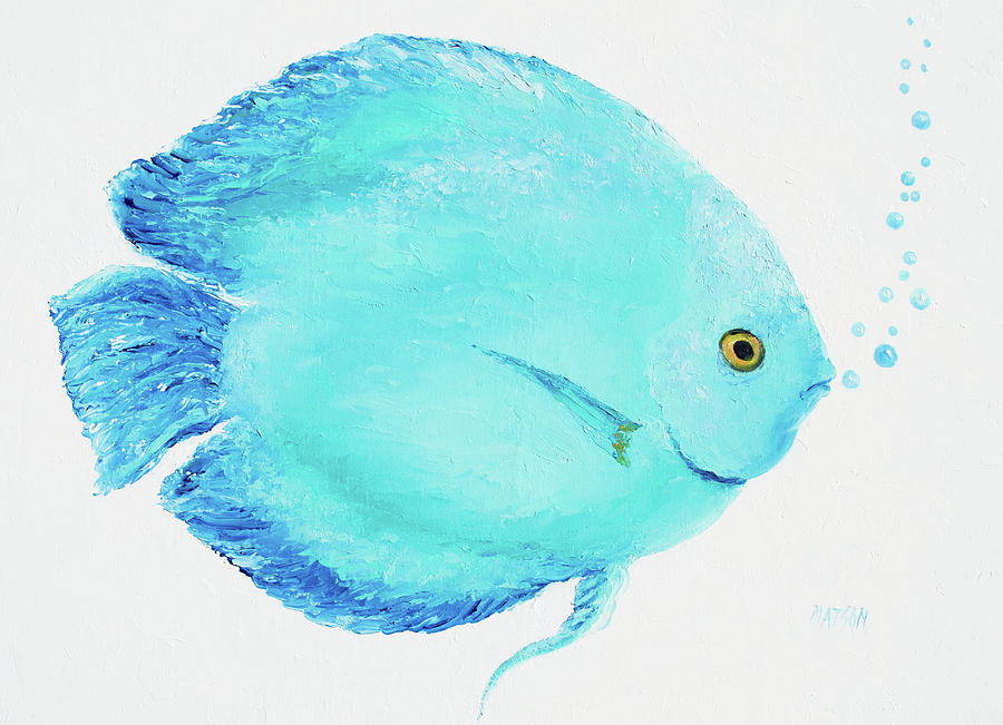 Turquoise Tropical Fish Painting by Jan Matson