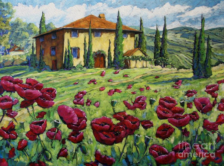 Tuscan Poppies Painting by Richard T Pranke