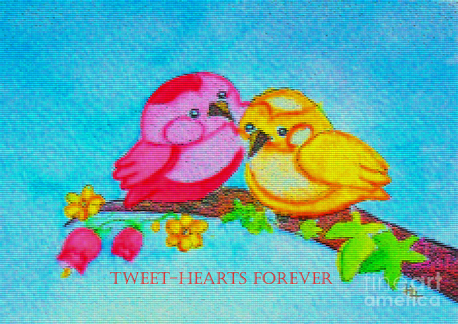 Tweet-hearts Forever #2 Painting by Hazel Holland