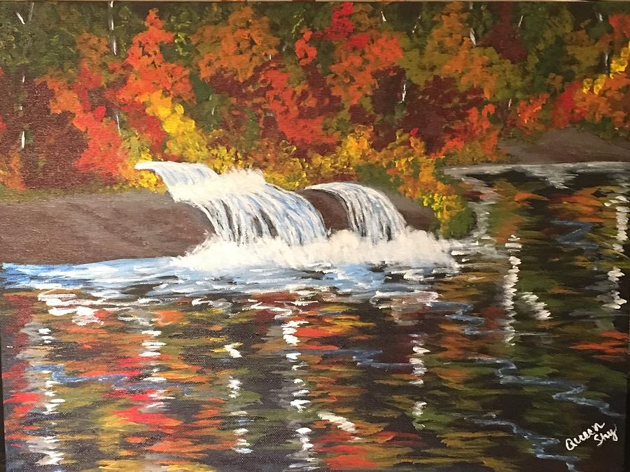 Twin Falls Painting by Queen Gardner