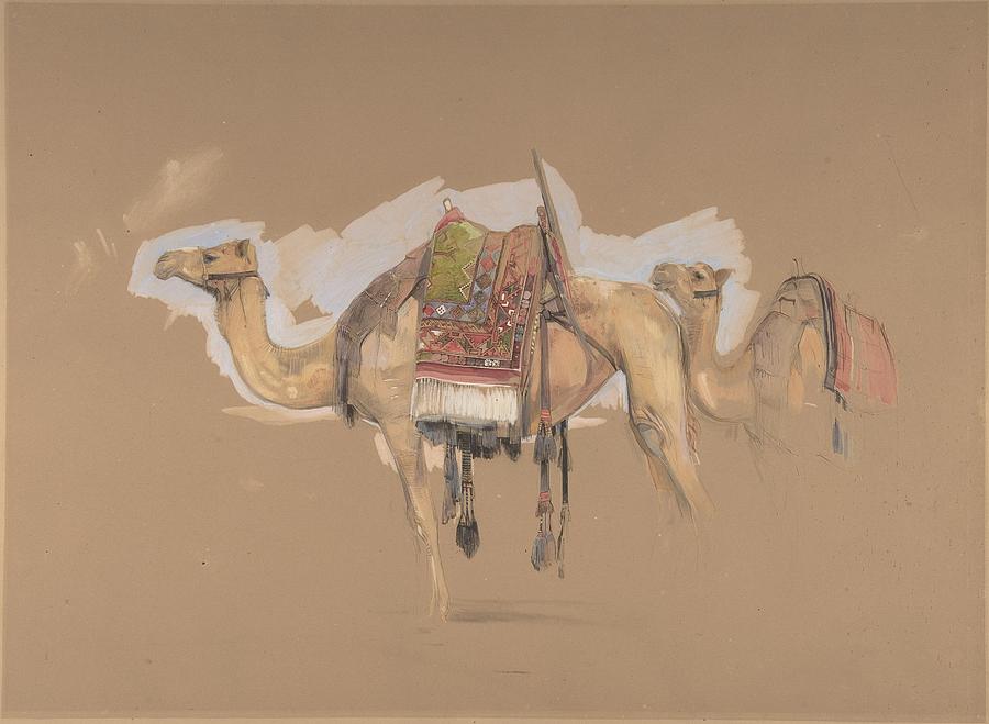 John Frederick Lewis Painting - Two Camels #1 by MotionAge Designs