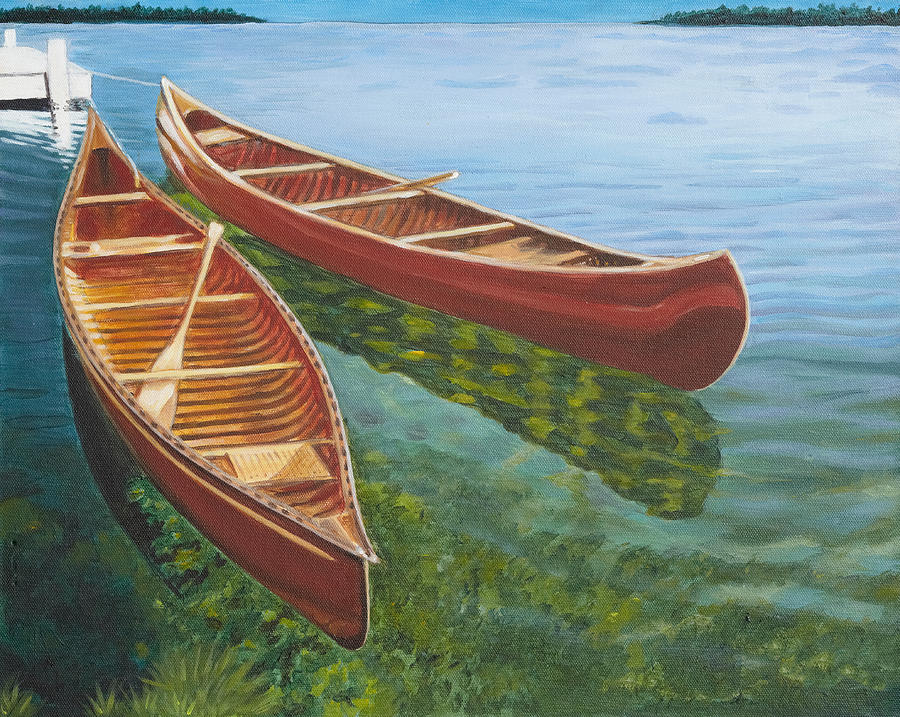Two Canoes #1 Painting by Liz Zahara