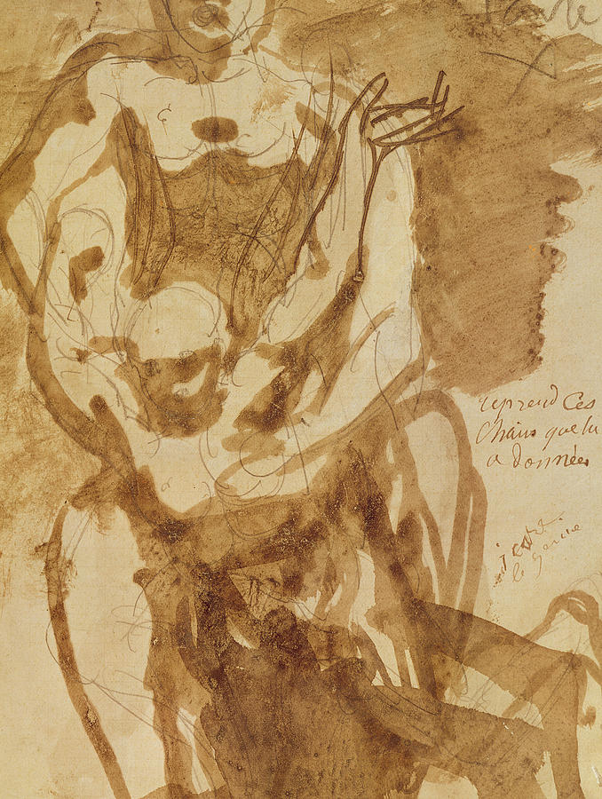 Auguste Rodin Drawing - Two Figures by Auguste Rodin