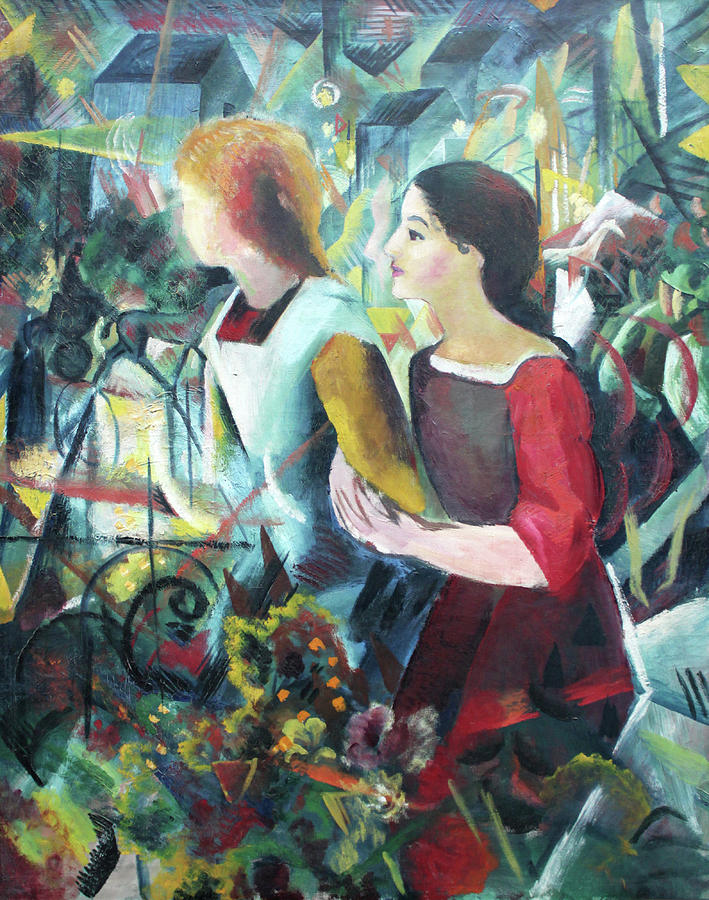 Two Girls #1 Painting by August Macke