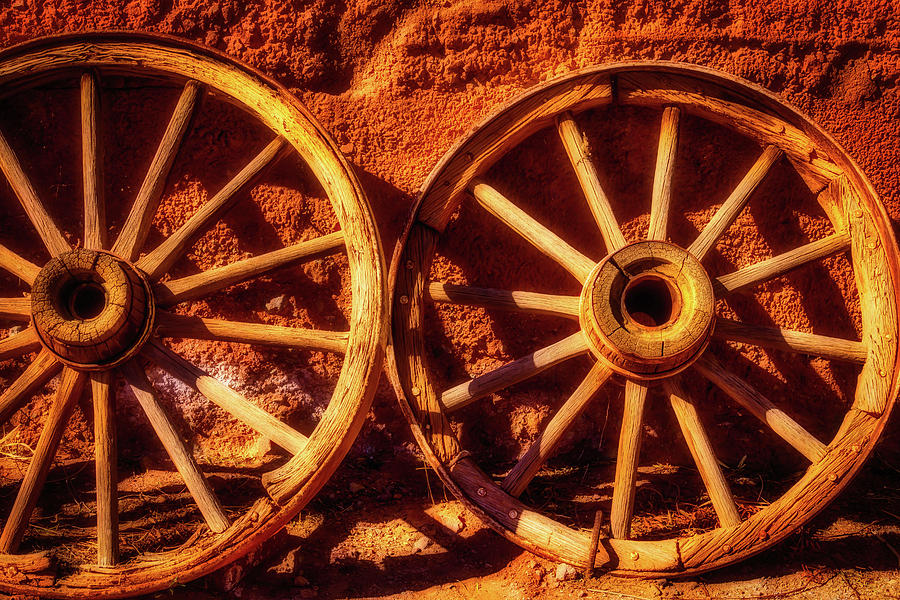 Two Old Wagon Wheels #1 Photograph by Garry Gay