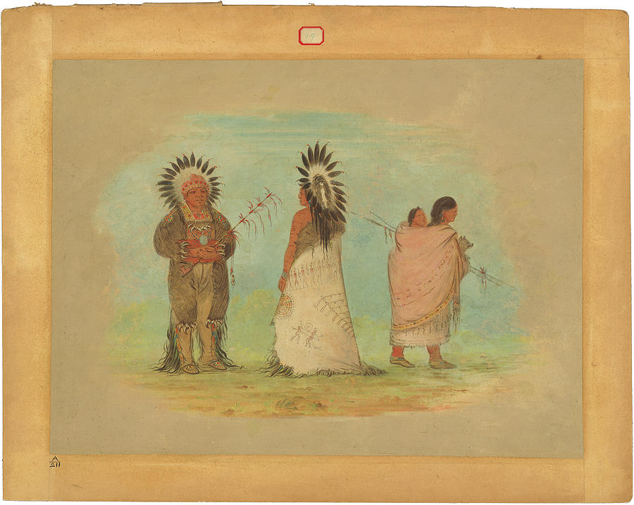 Two Ottoe Chiefs And A Woman #1 Painting by George Catlin