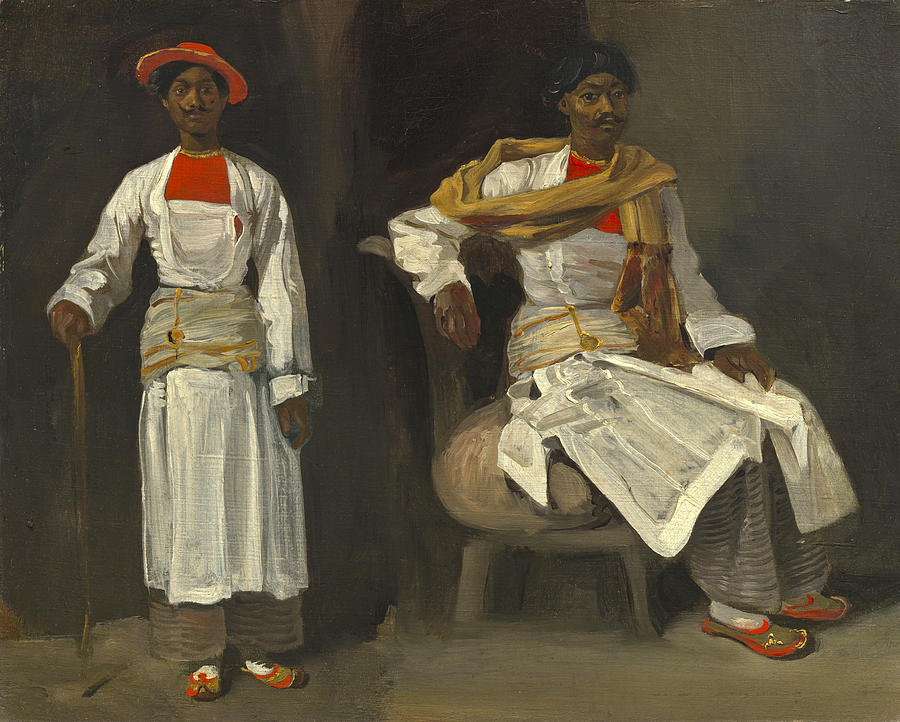 Two Studies of an Indian from Calcutta Seated and Standing #1 Painting by Eugene Delacroix