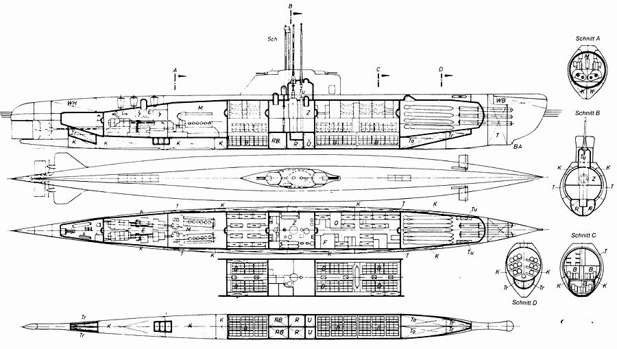 U-boat Cutaway Series Drawing by Aviation Heritage Press