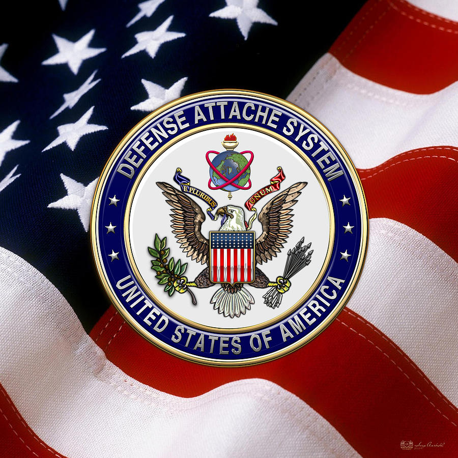 U. S. Defense Attache System - D A S Emblem over American Flag Digital ...