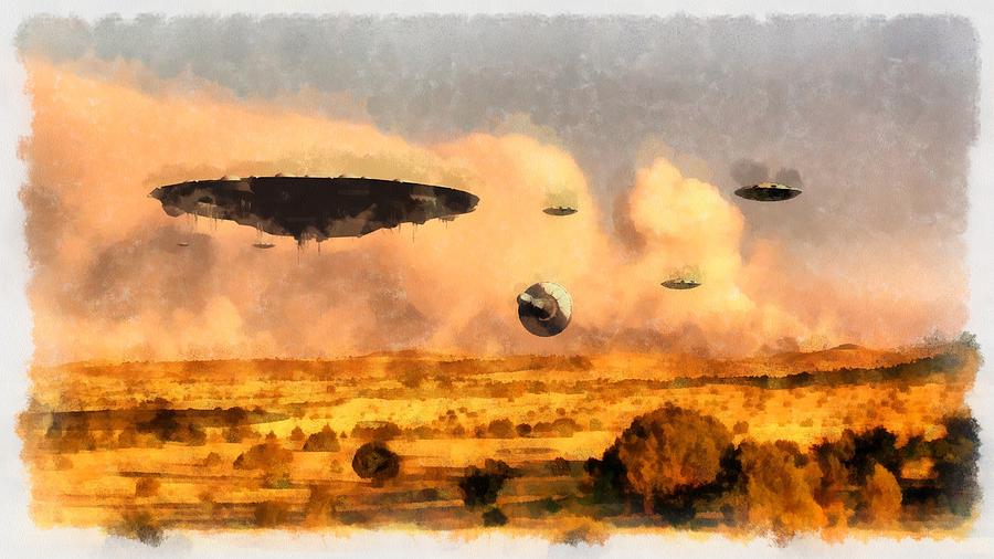 UFO Armada 1 Painting by Esoterica Art Agency Pixels