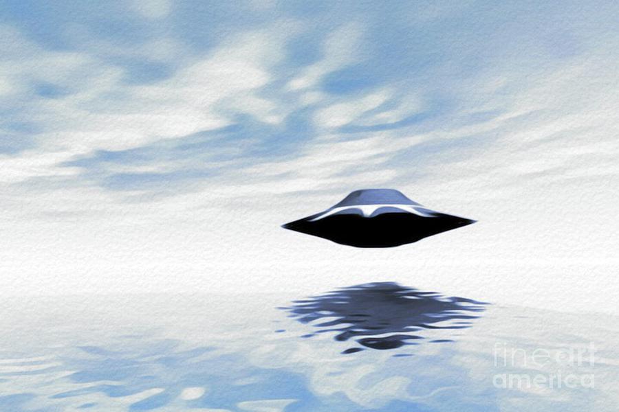 Ufo Over Water Painting