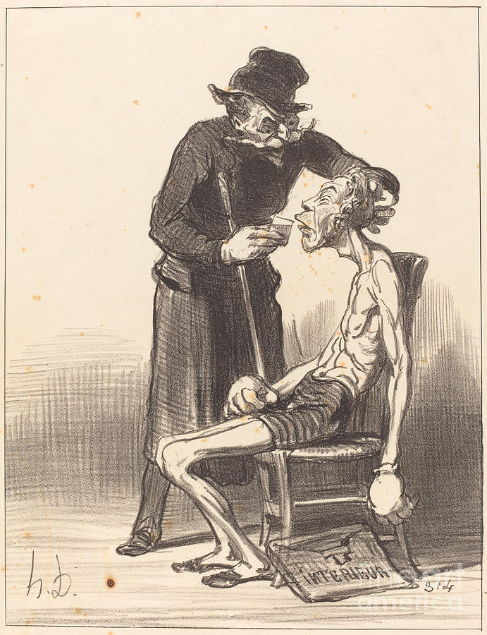 Un Lutteur Malheureux #1 Drawing by Honor? Daumier