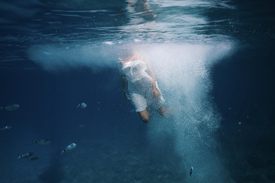 Underwater White Dress #2 Photograph by Gemma Silvestre
