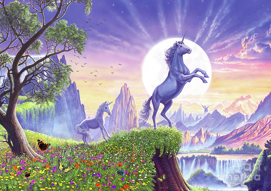 Unicorn Moon #1 Digital Art by MGL Meiklejohn Graphics Licensing