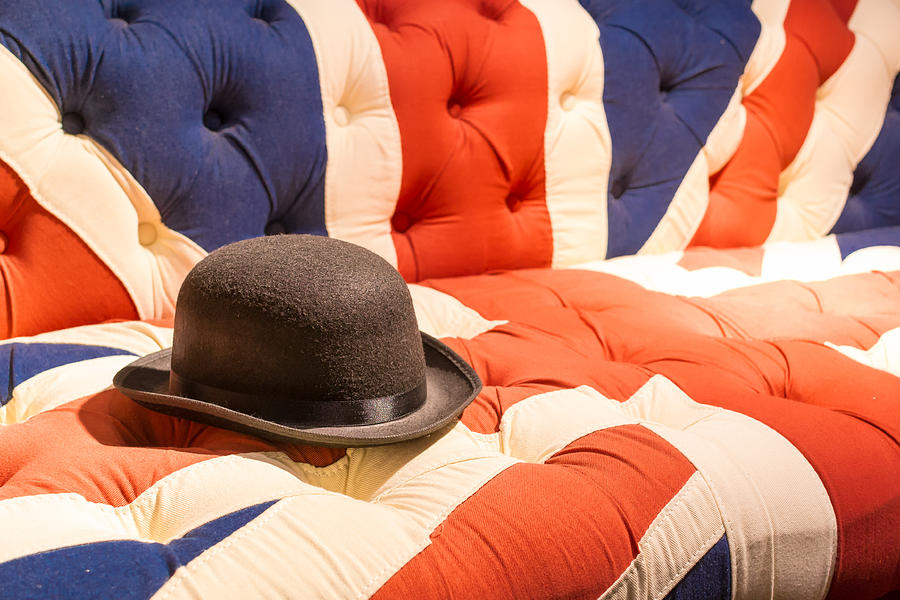 Union Jack Flag English Sofa and Bowler Hat #1 Photograph by John Williams