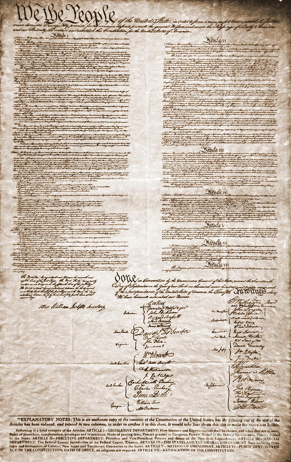 Constitution Photograph - United States Constitution #1 by Photo Researchers