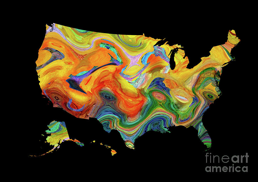 United States Usa Abstract Map Digital Art By Prar K Arts Fine Art America 7575