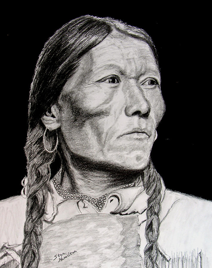 Unknown Indian VII #1 Drawing by Stan Hamilton