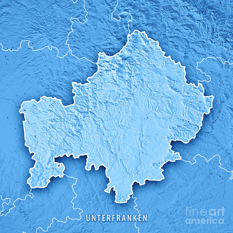 Unterfranken Regierungsbezirk Bayern 3D Render Topographic Map B ...