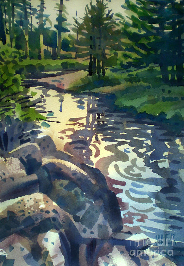 Stream Painting - Up With The Fishes by Donald Maier