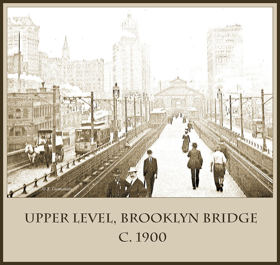 Upper Level Brooklyn Bridge c1900 #2 Photograph by A Macarthur Gurmankin