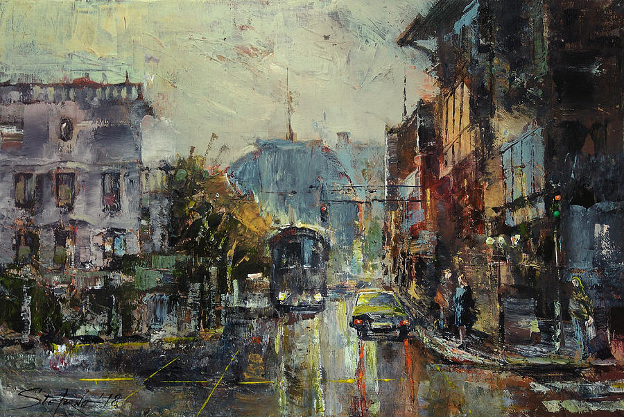 Cityscape Painting - Urban Morning by Stefano Popovski Cityscape Painting - Urban Morning by Stefano Popovski