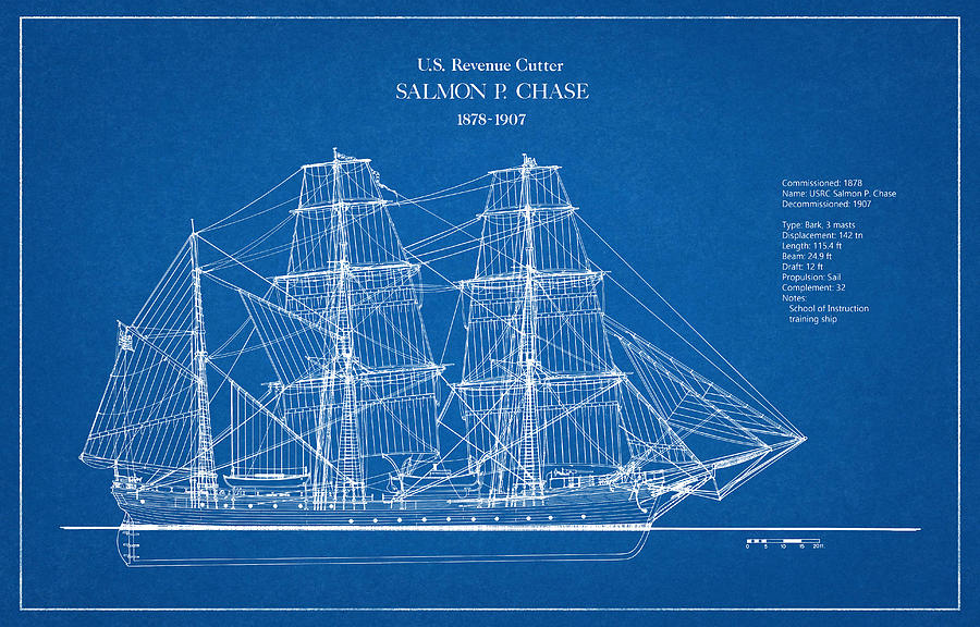 U.S. Coast Guard Revenue Cutter Salmon P. Chase Digital Art by ...