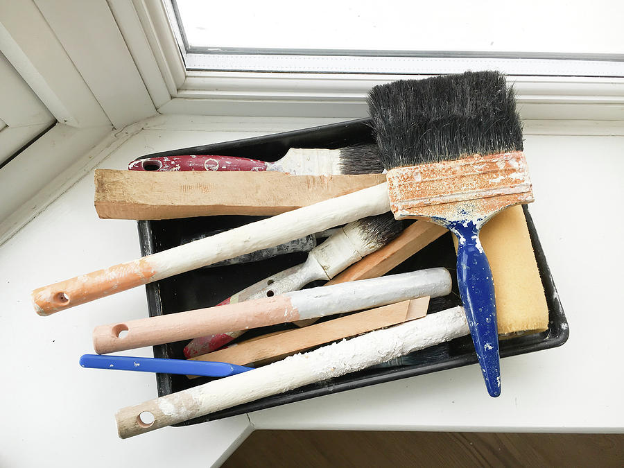 Brush Photograph - Used paint brushes #1 by Tom Gowanlock